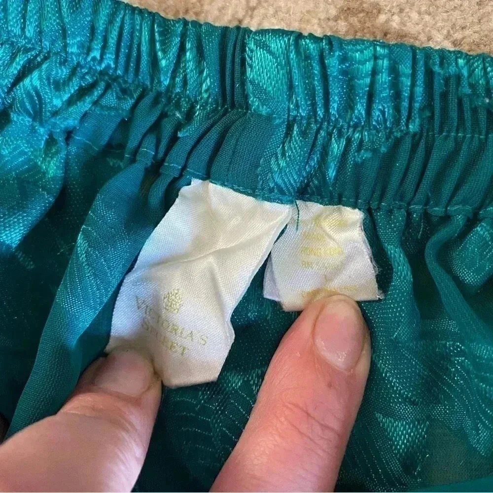 Victoria's Secret Vintage 80s Sheer Green Applique Pajama Bottoms Lounge Pants - Picture 7 of 12